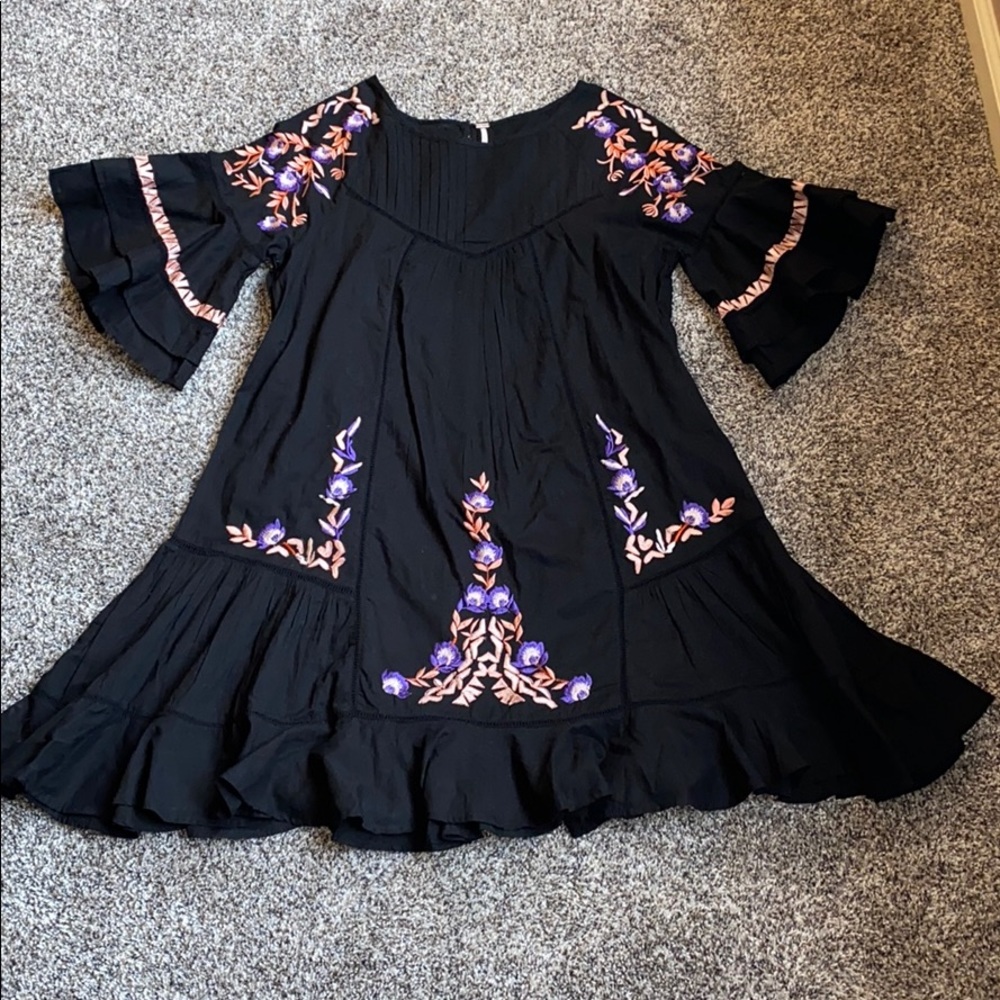 Free people black boho mini dress